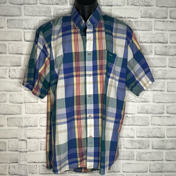 VTG Southern Classics Short Sleeve Plaid Button Down Shirt Size Large - Picture 1 of 4